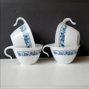 Set of 4 Old Town Blue Hook Handle Coffee Tea Cups Mugs Vintage